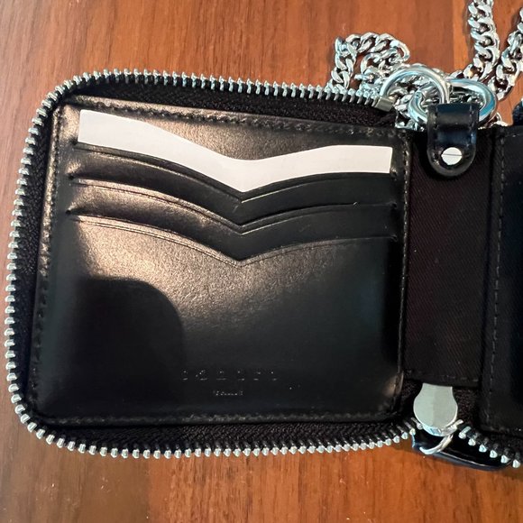 Sandro Quilted Leather Black Wallet on Chain - Picture 5 of 9